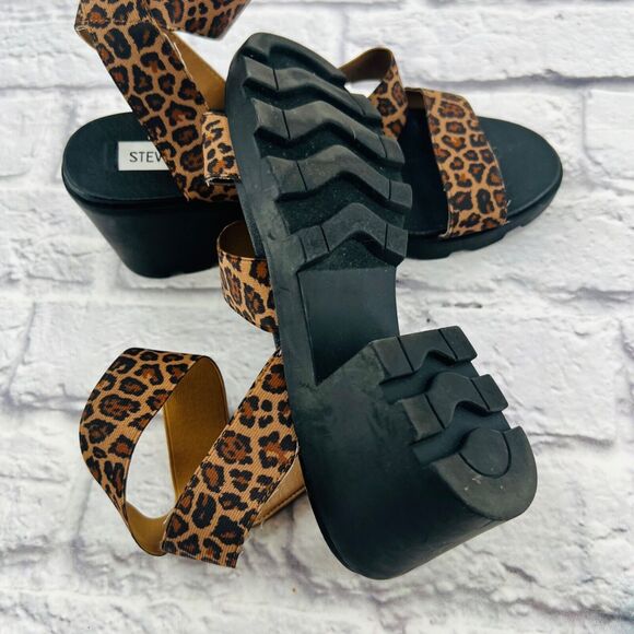 Steve Madden Haidar Cheetah Platform Chunky Sandals Women's 6.5 Soho Lug Sole - Picture 10 of 11
